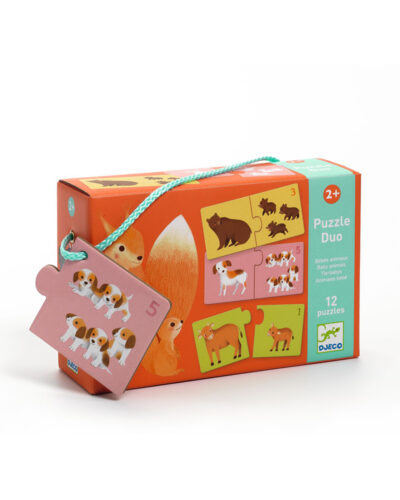 Djeco 12 Παζλ με 2 κομμάτια Ζωάκια - Μαμά και παιδάκια