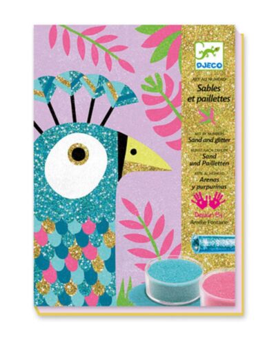 Djeco Χρωματίζω με άμμο και γκλίτερ Λαμπερά παγώνια