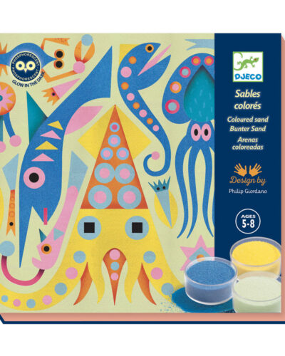 Djeco Χρωματίζω με άμμο φωσφοριζέ Ζωάκια της θάλασσας