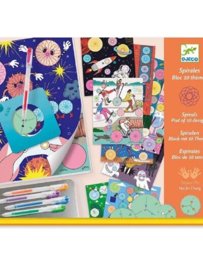 Djeco Σχεδιάζω και χρωματίζω με σπιράλ Μπλοκ 10 θέματα - 30 σελίδες