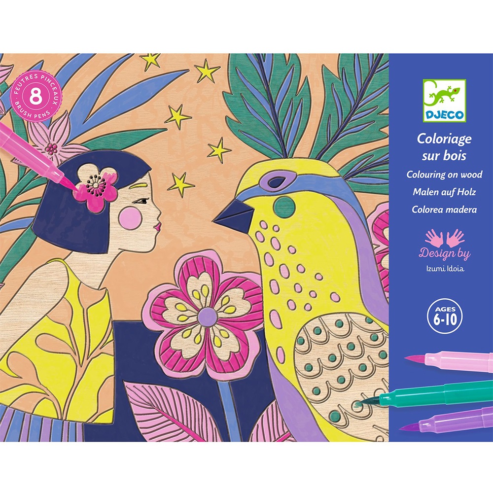 Djeco Ζωγραφική με μαρκαδόρους σε ξύλινη επιφάνεια