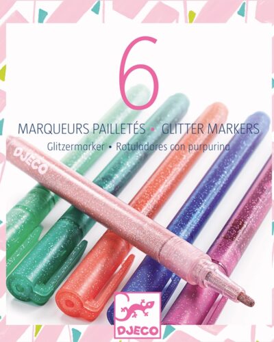 Djeco 6 μαρκαδόροι με χρυσόσκονη Παστέλ αποχρώσεις