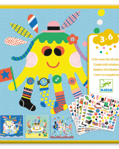 Djeco Δημιουργώ με αυτοκόλλητα εικόνες Θαλάσσια ζωάκια