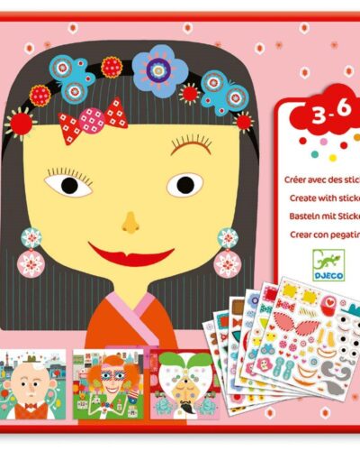 Djeco Δημιουργώ με αυτοκόλλητα εικόνες Πρόσωπα
