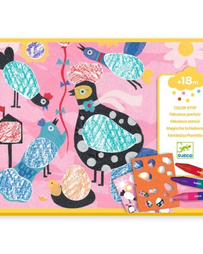 Djeco Ζωγραφίζω με στένσιλ και κηρομπογιές