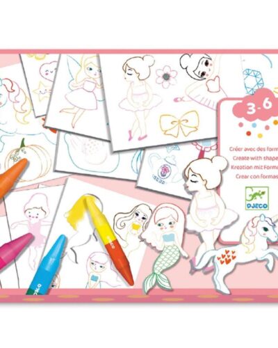 Djeco Ζωγραφική - κολάζ σύνθεσης εικόνας με κηρομπογιές Κόσμος των κοριτσιών