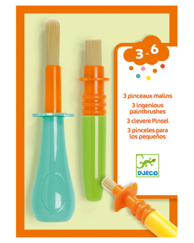 Djeco set 3 έξυπνα πινέλα ζωγραφικής για «καθαρό» τραπέζι