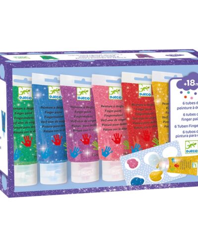Djeco 6 Δακτυλομπογιές με γκλίτερ σε σωληνάριο