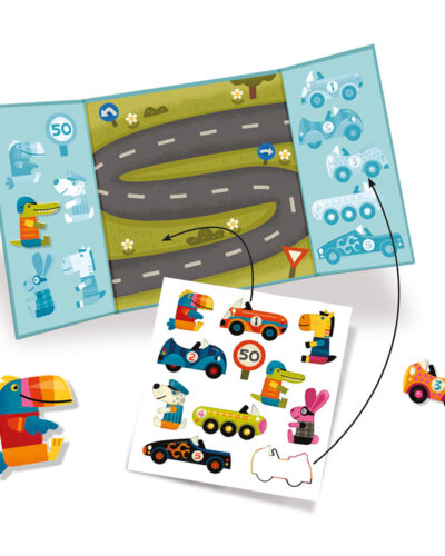 Djeco τρίπτυχο με αυτοκόλλητα επανατοποθετούμενα Αυτοκίνητα