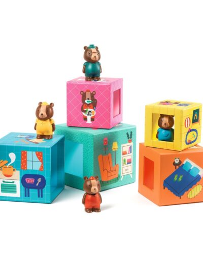 Djeco 5 Κύβοι στοίβαξης με 4 φιγούρες αρκουδάκια