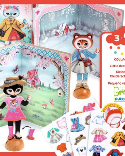 Djeco Ντύνω με αυτοκόλλητα Ξύλινες Φιγούρες