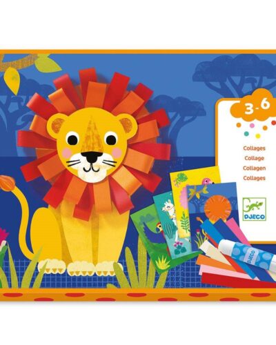 Djeco Κολάζ με χάρτινες λωρίδες - θηλιές Λιοντάρι και ζωάκια