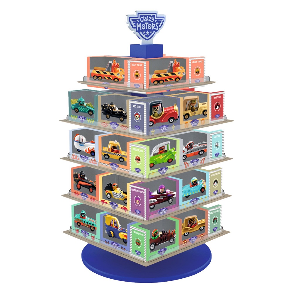 Djeco περιστρεφόμενο display για 48 Crazy Motors (Δωρεάν με 150 αυτοκίνητα)