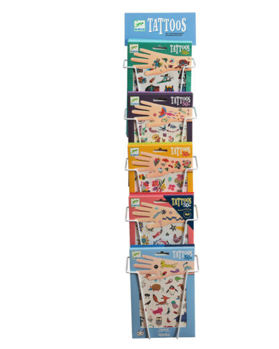 Djeco κενό μεταλλικό σταντ προβολής για Τατουάζ (χωρητικότητα 42 τατουάζ)