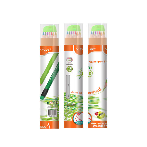 Y PLUS Ξυλομπογιές We Tri Erasable (Wood Free)   Σετ 12 Χρωμάτων