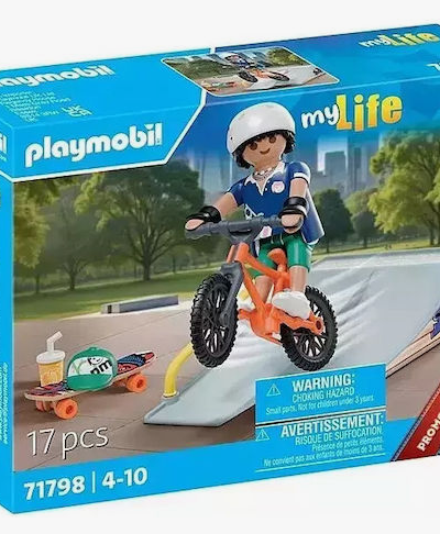 Playmobil Αγόρι με Skateboard & Ποδήλατο (71798)