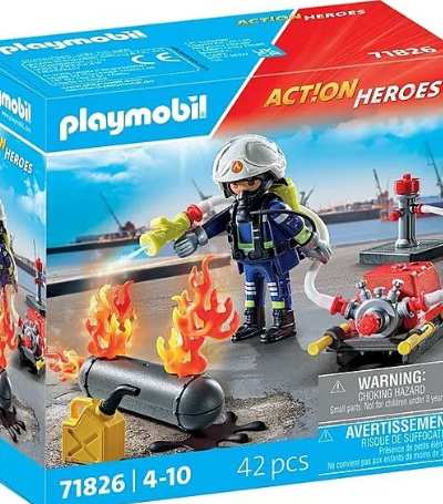 Playmobil Πυροσβέστης με Αντλία Νερού (71826)