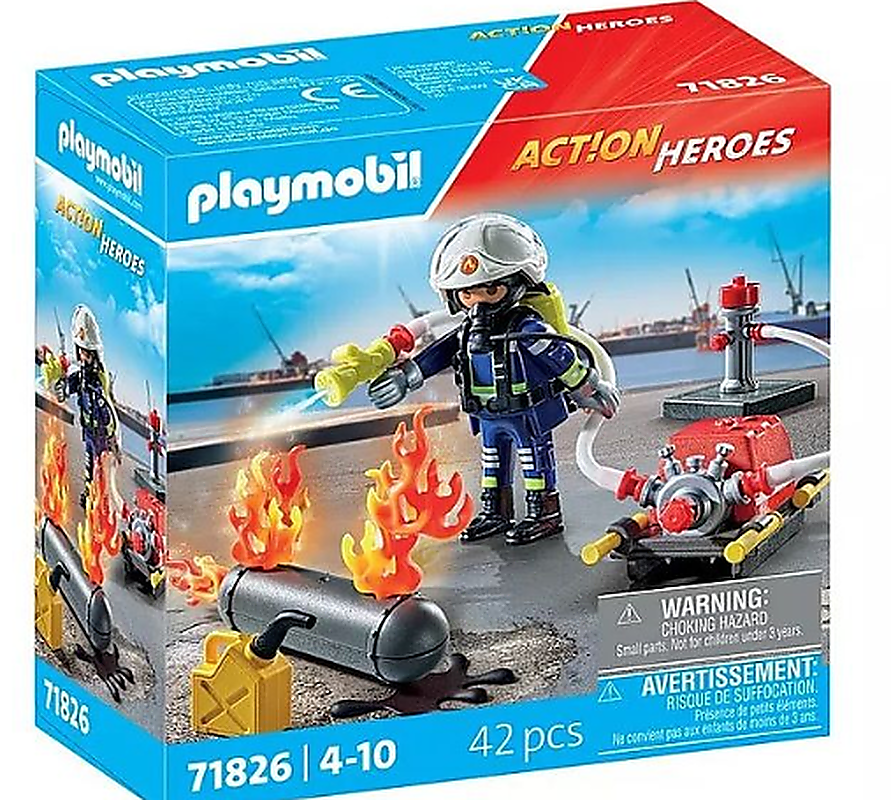 Playmobil Πυροσβέστης με Αντλία Νερού (71826)