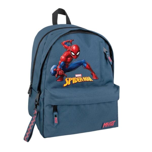 Σχολική Τσάντα Πλάτης Δημοτικού Spider Man Must Team Μπλε με Φούξια 2 Κεντρικές Θήκες