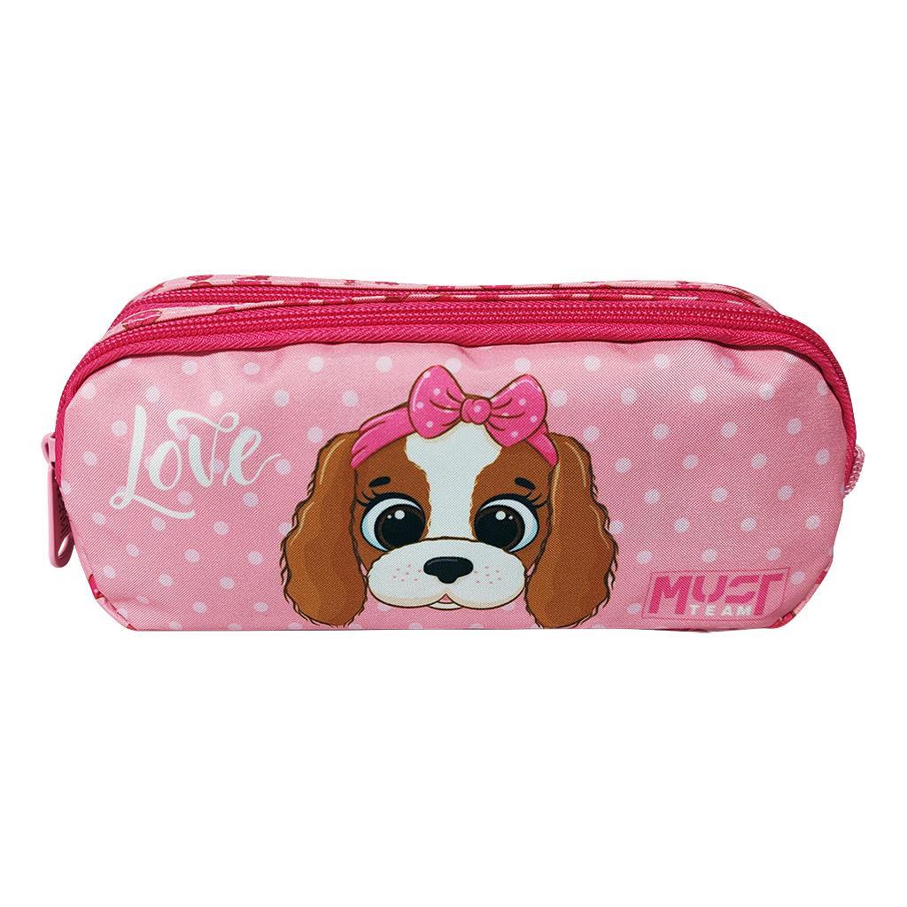 Σχολική Κασετίνα Βαρελάκι Must Team Dog With Pink Bow 2 Θήκες