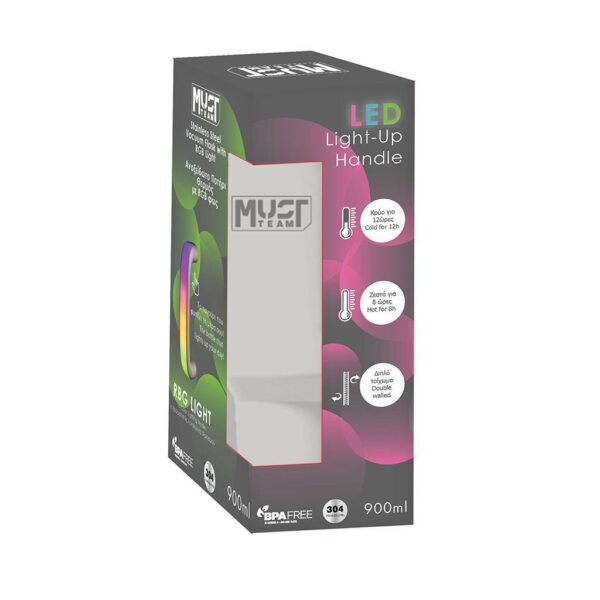 Ποτήρι Θερμός Ανοξείδωτο Must Team Μπλε 900 ml 6 LED φωτισμό