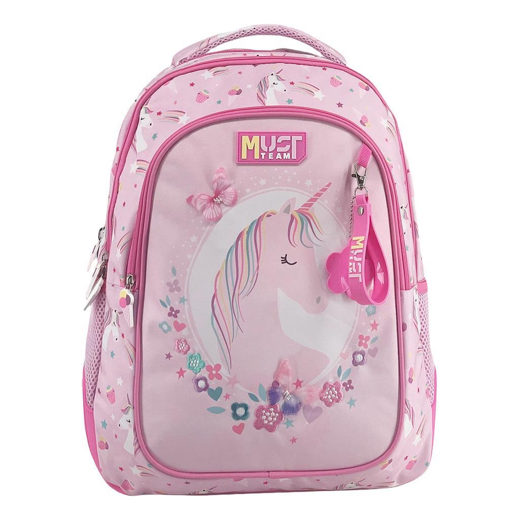 Σχολική Τσάντα Πλάτης Δημοτικού Must Team Pink Unicorn 3 Θήκες