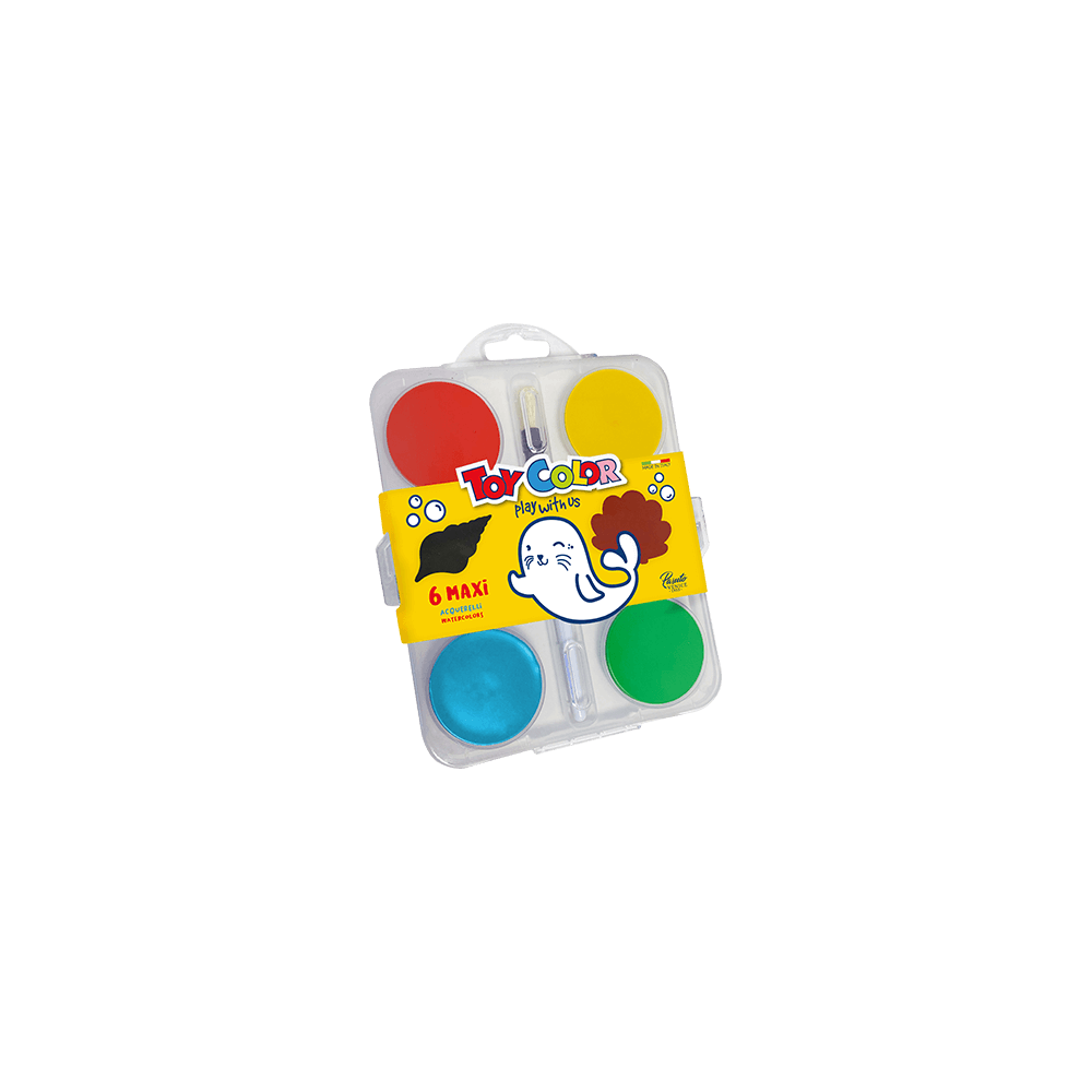Toy Color Νεροχρώματα με Πινέλο 3+ Blister 6 Χρώματα Φ55mm Classic