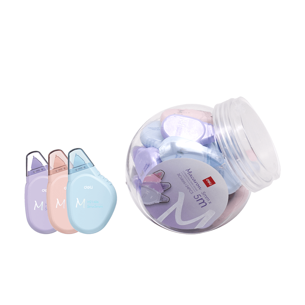 Deli Macaron Διορθωτική Ταινία 5mm x 5m (Ασσορτί Χρώματα)