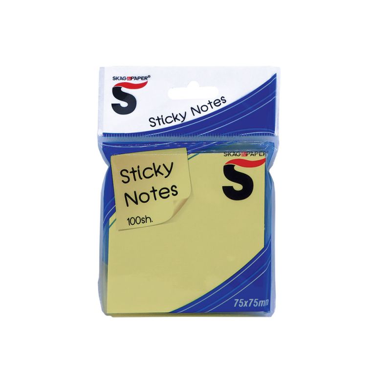 SKAG Χαρτάκια Σημειώσεων  Αυτοκόλλητα    75X75mm 100Φ Κίτρινο